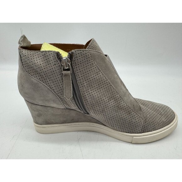 Linea Paolo Womens Felicia Perforated Wedge Sneakers Size 8M Gray Side Zipper - Picture 10 of 14